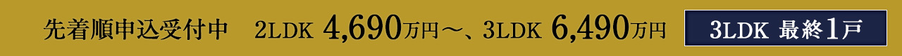 先着順申込受付中　2LDK 4,690万円～、3LDK 6,490万円